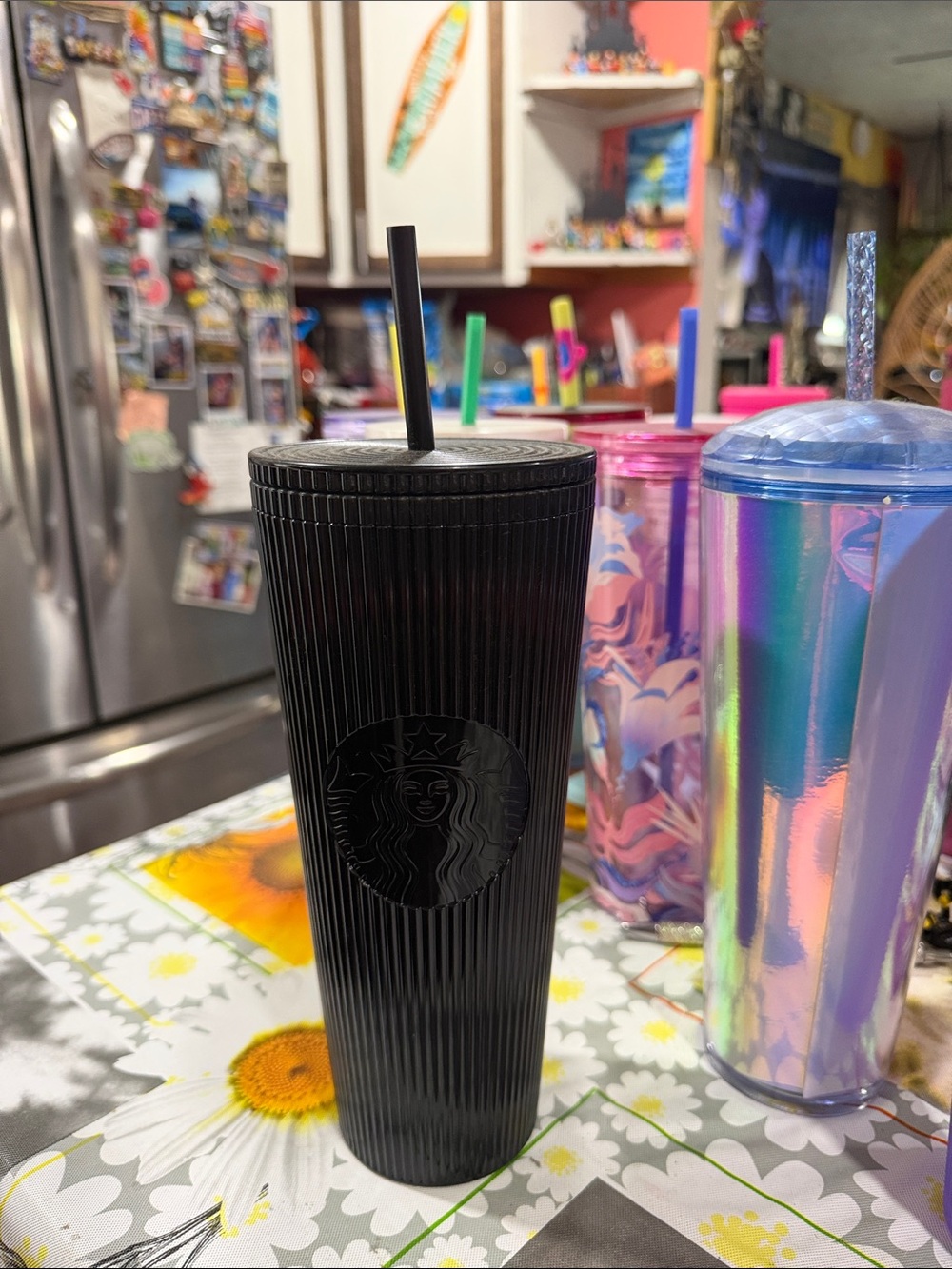 Starbucks Black and Iridescent Green Tumblers
